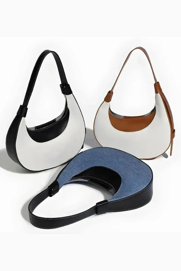 Evana Shoulder Bag - PU Leather Half-Moon Design