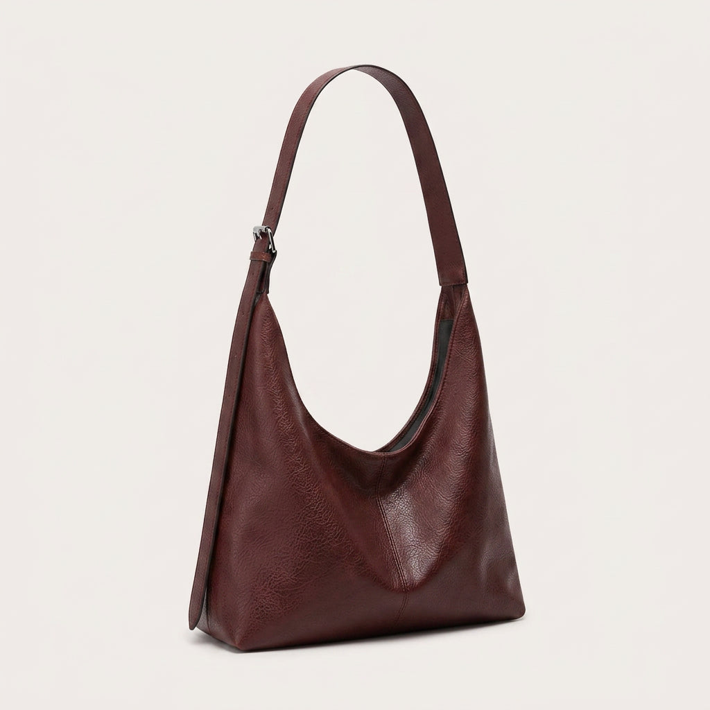 Melina Daily Hobo Bag - Grained PU Leather, Adjustable Shoulder Strap - Plus size model