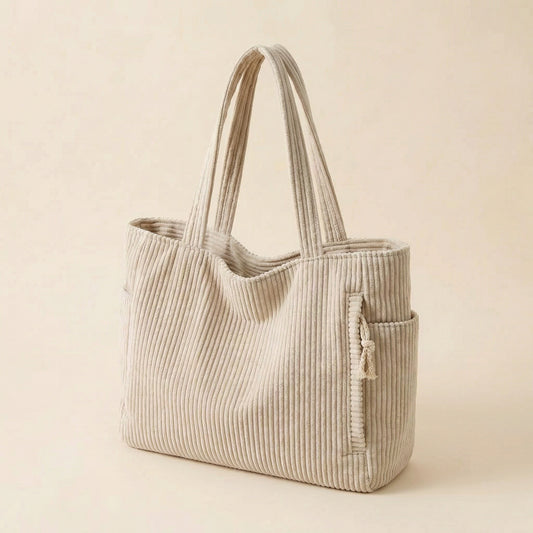 Tilda Tote Bag | Ribbed Corduroy Design with Spacious Interior