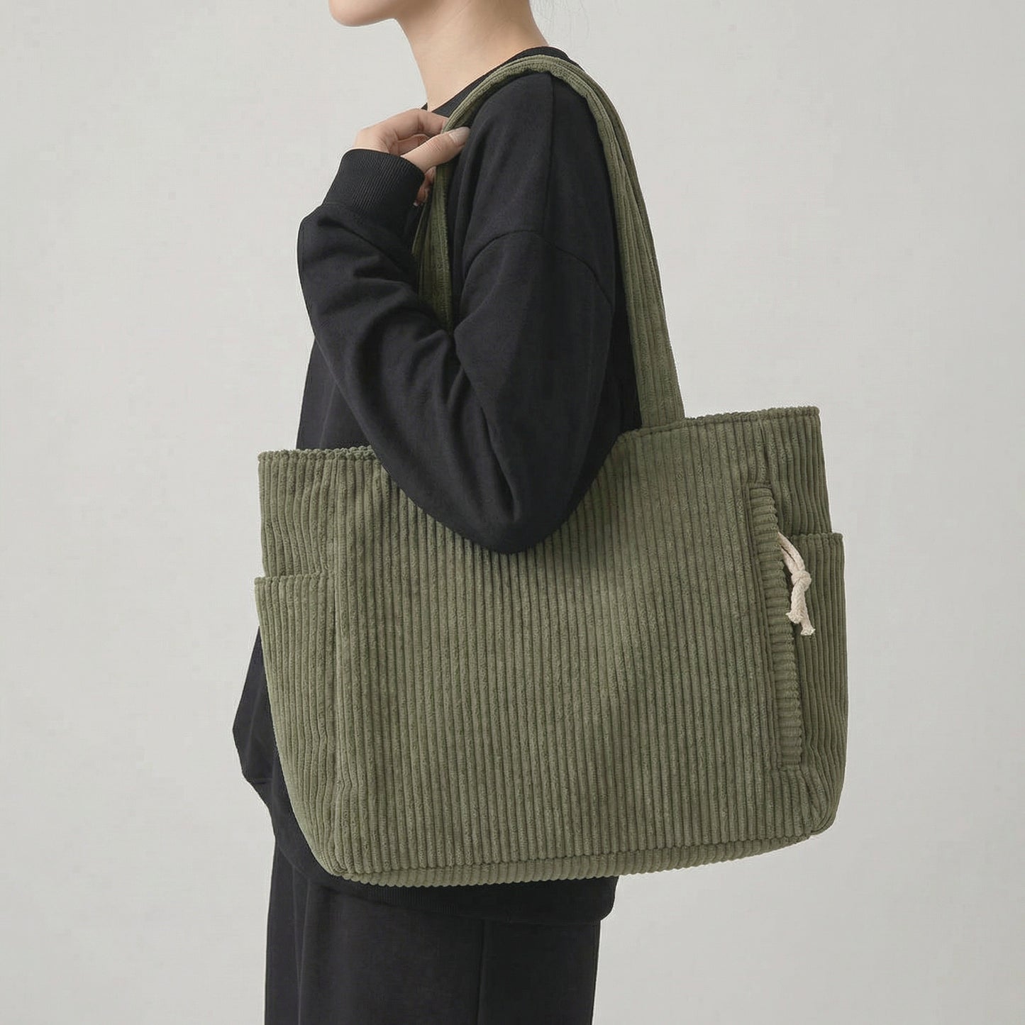 Tilda Tote Bag | Ribbed Corduroy Design with Spacious Interior