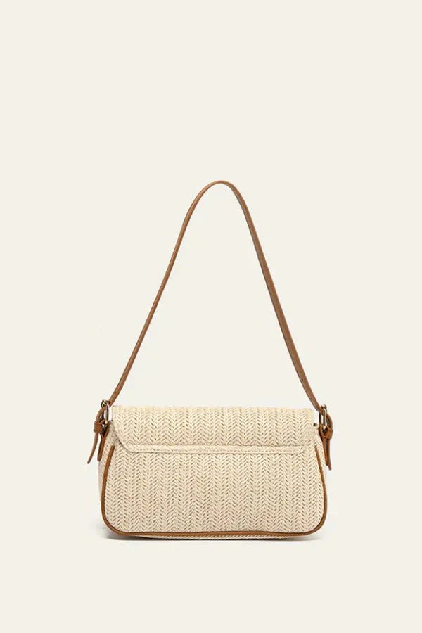 Seraphine Shoulder Bag - Straw & PU Leather Summer Carry