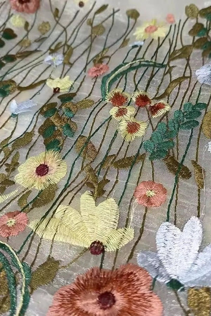 Amelia Tote Bag - Canvas Embroidered Floral Design