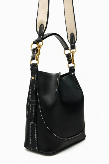 Enora Crossbody Bag - Canvas & PU Leather Minimalist Carry