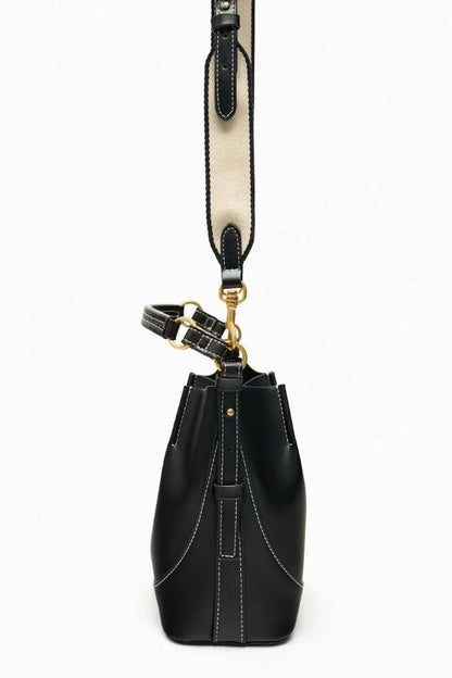 Enora Crossbody Bag - Canvas & PU Leather Minimalist Carry