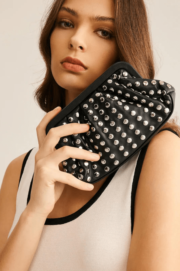 Kendra Clutch Bag - PU Leather Pleated Evening Carry