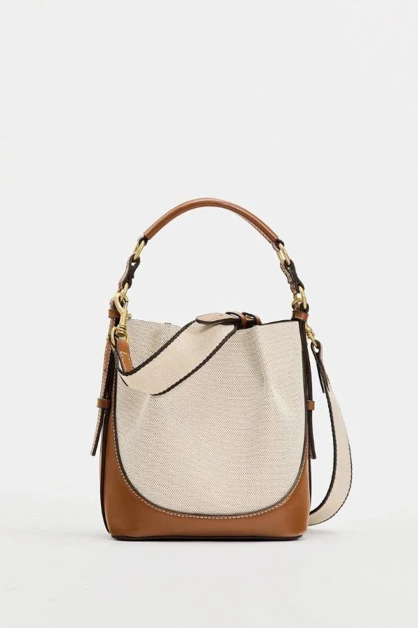 Enora Crossbody Bag - Canvas & PU Leather Minimalist Carry
