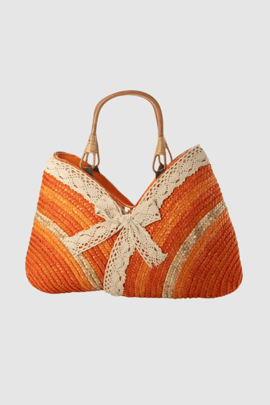 Amara Bucket Bag - Straw & PU Leather Drawstring Carry