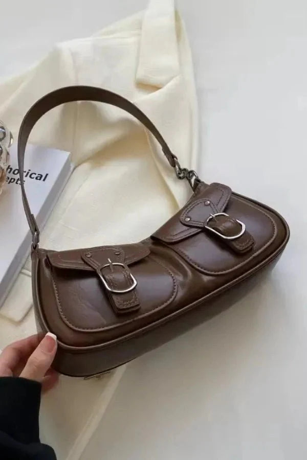 Riviera Shoulder Bag - PU Leather Flap Closure with Pockets