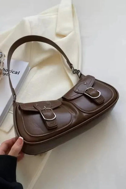 Riviera Shoulder Bag - PU Leather Flap Closure with Pockets
