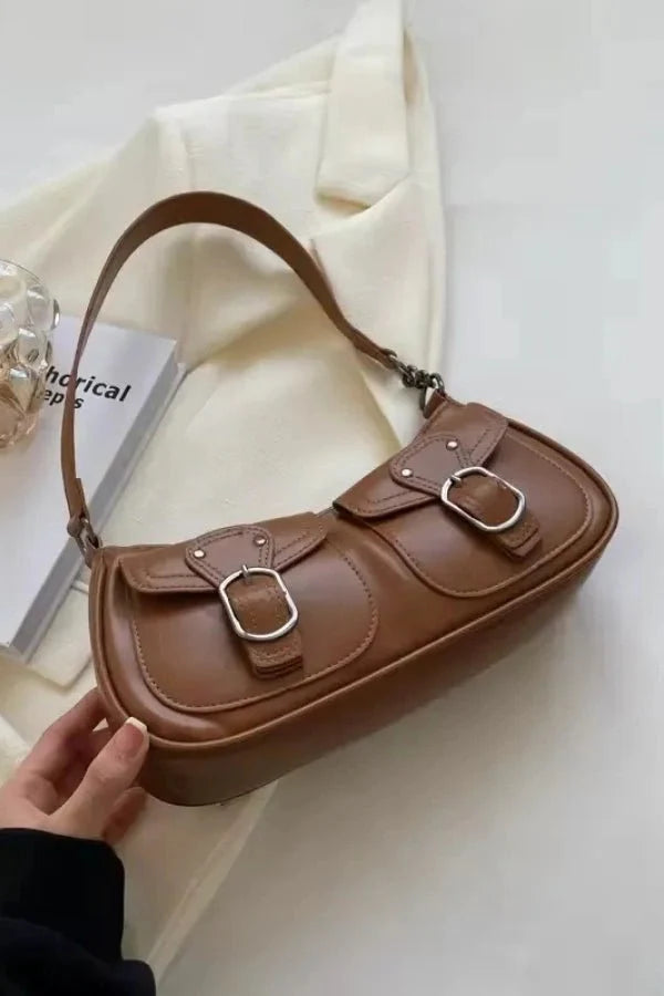 Riviera Shoulder Bag - PU Leather Flap Closure with Pockets