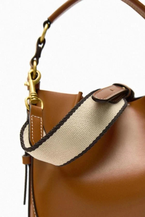 Enora Crossbody Bag - Canvas & PU Leather Minimalist Carry