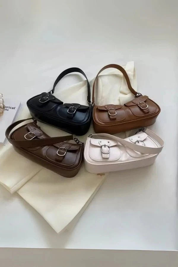 Riviera Shoulder Bag - PU Leather Flap Closure with Pockets