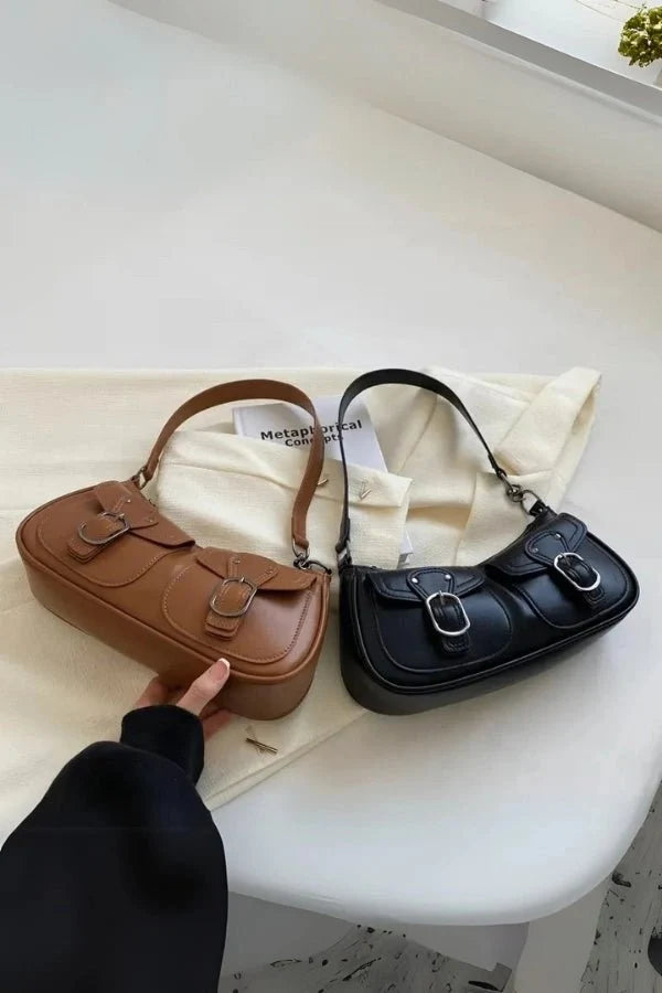 Riviera Shoulder Bag - PU Leather Flap Closure with Pockets