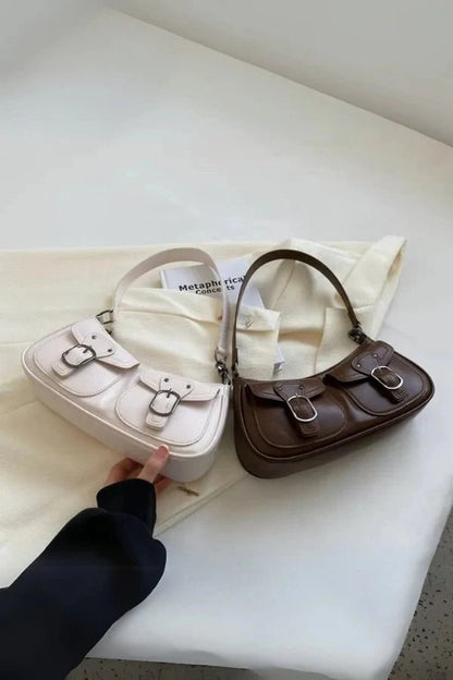 Riviera Shoulder Bag - PU Leather Flap Closure with Pockets