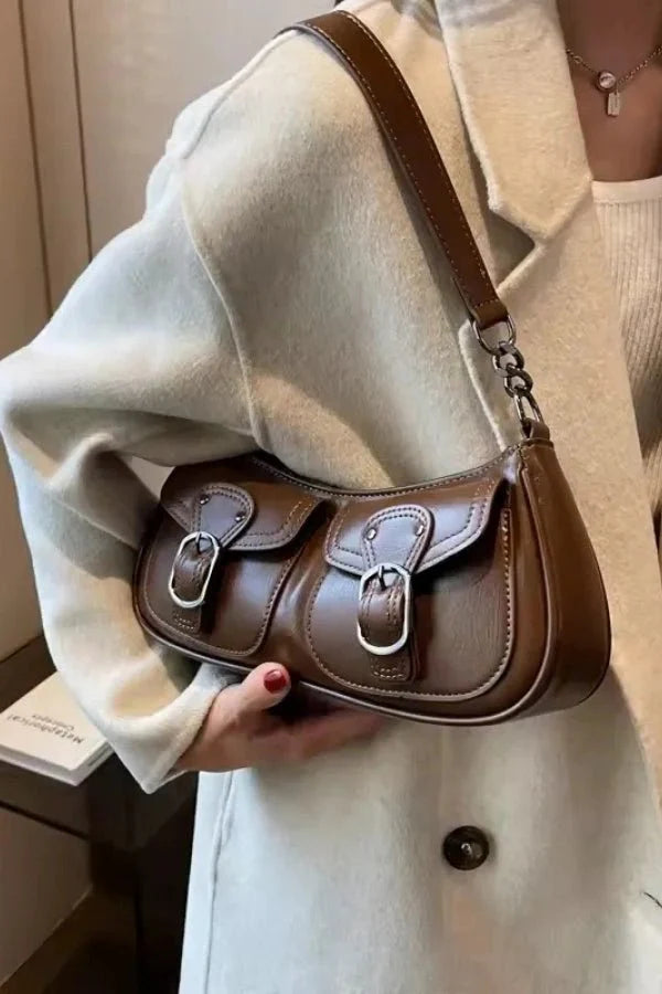 Riviera Shoulder Bag - PU Leather Flap Closure with Pockets
