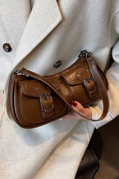 Riviera Shoulder Bag - PU Leather Flap Closure with Pockets