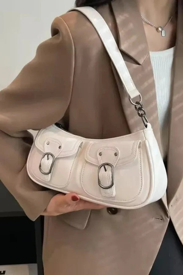 Riviera Shoulder Bag - PU Leather Flap Closure with Pockets