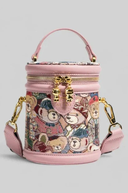 Brynn Crossbody Bag - PU Leather Embossed Bear Detail