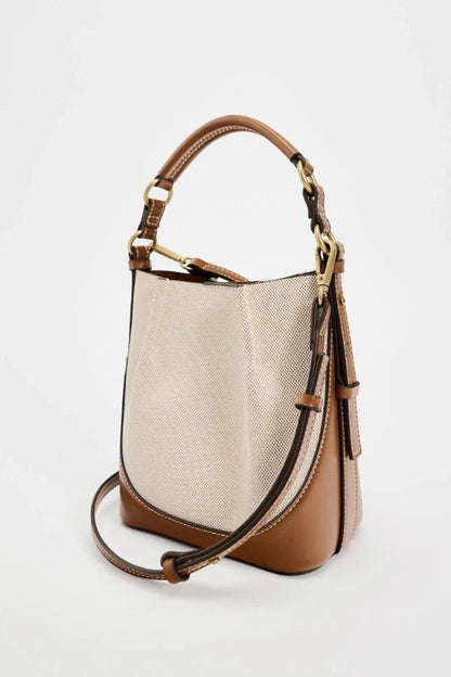 Enora Crossbody Bag - Canvas & PU Leather Minimalist Carry