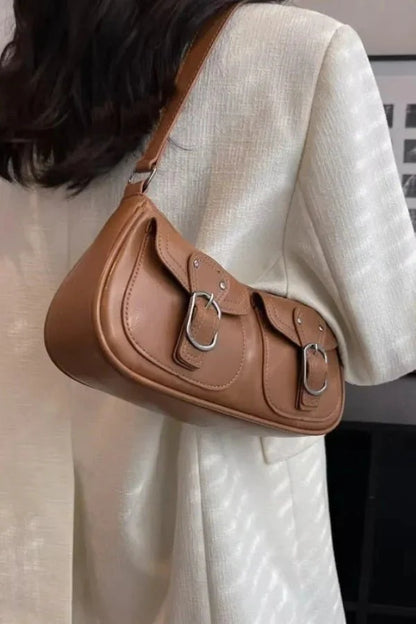 Riviera Shoulder Bag - PU Leather Flap Closure with Pockets
