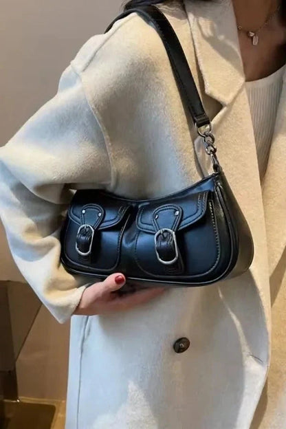 Riviera Shoulder Bag - PU Leather Flap Closure with Pockets
