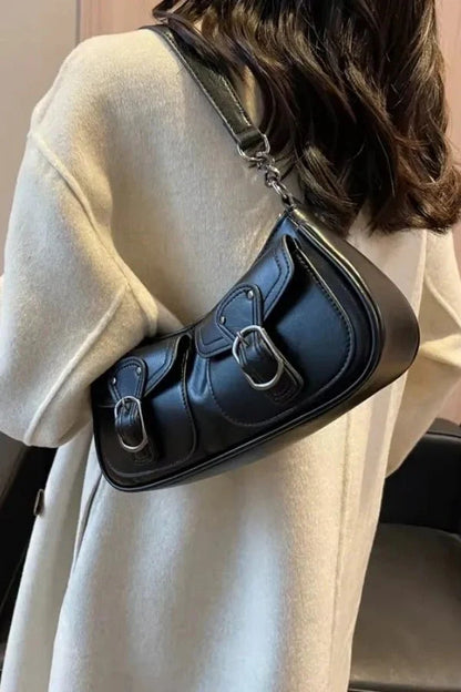 Riviera Shoulder Bag - PU Leather Flap Closure with Pockets