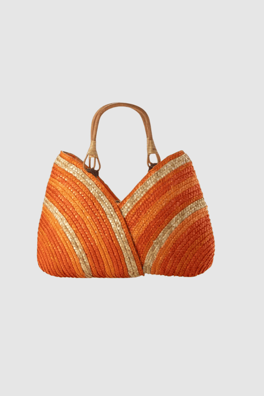 Amara Bucket Bag - Straw & PU Leather Drawstring Carry