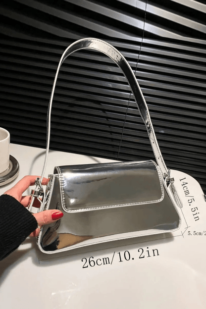 Rhiannon Shoulder Bag - PU Leather Metallic Evening Carry