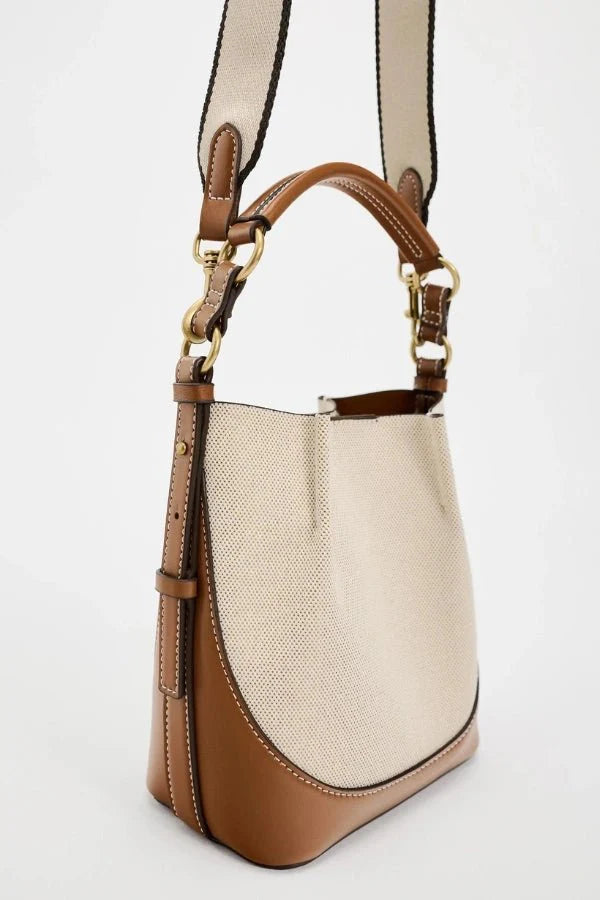 Enora Crossbody Bag - Canvas & PU Leather Minimalist Carry