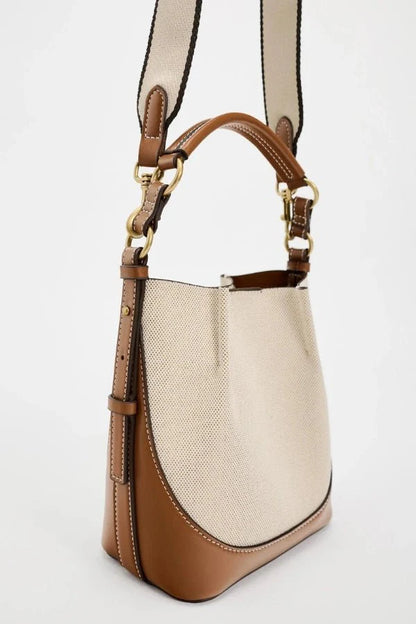 Enora Crossbody Bag - Canvas & PU Leather Minimalist Carry