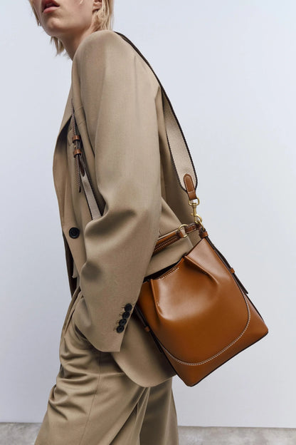 Enora Crossbody Bag - Canvas & PU Leather Minimalist Carry