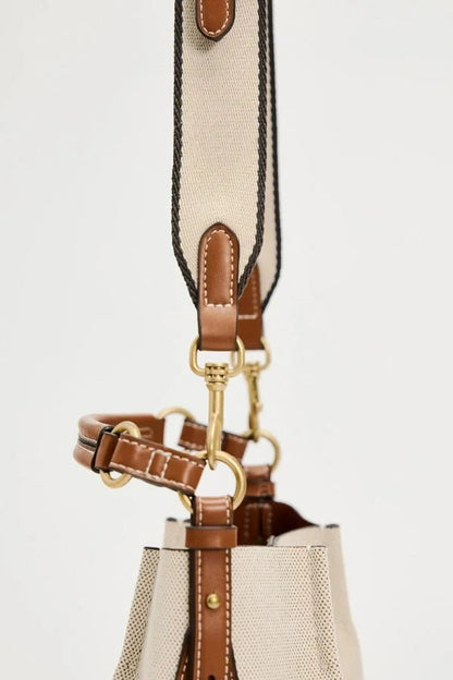 Enora Crossbody Bag - Canvas & PU Leather Minimalist Carry