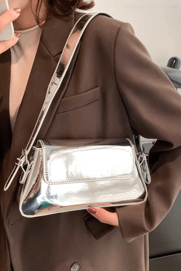 Rhiannon Shoulder Bag - PU Leather Metallic Evening Carry
