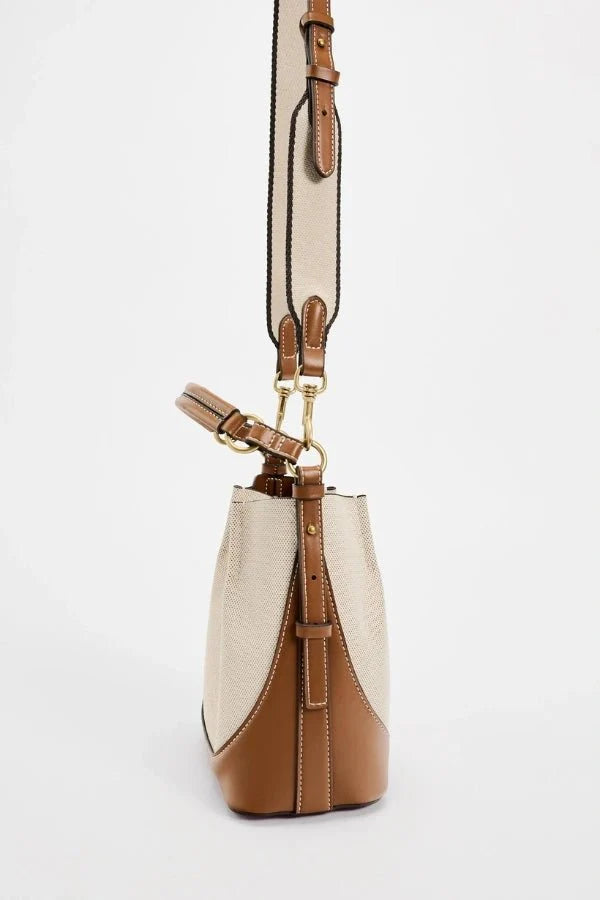Enora Crossbody Bag - Canvas & PU Leather Minimalist Carry