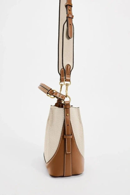 Enora Crossbody Bag - Canvas & PU Leather Minimalist Carry
