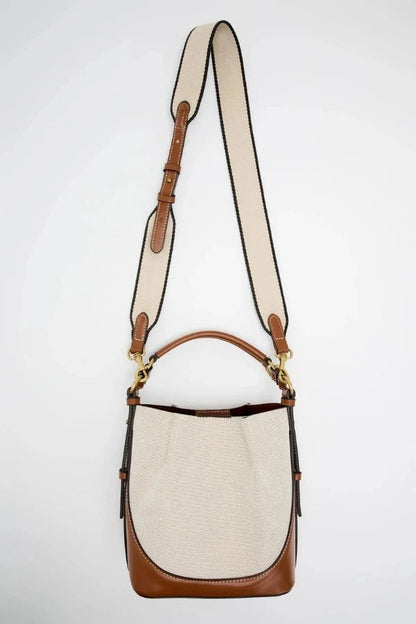 Enora Crossbody Bag - Canvas & PU Leather Minimalist Carry