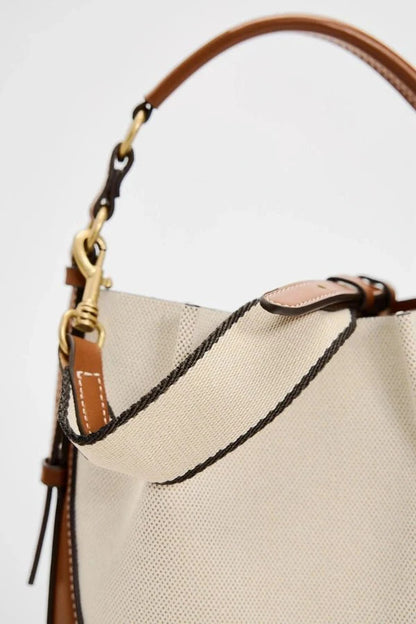 Enora Crossbody Bag - Canvas & PU Leather Minimalist Carry