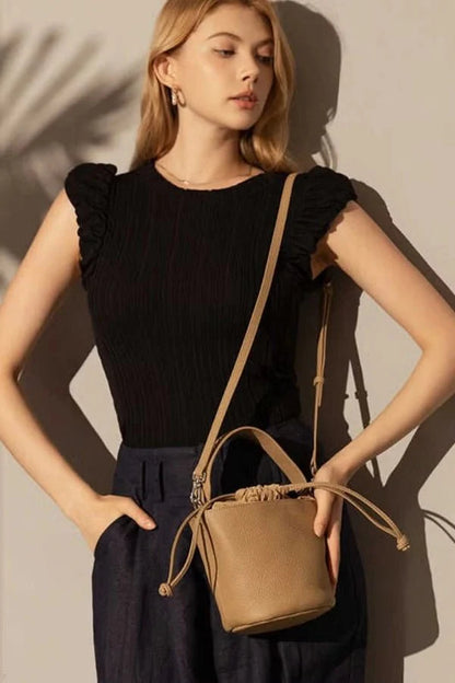 Cora Bucket Bag - PU Leather Drawstring Closure