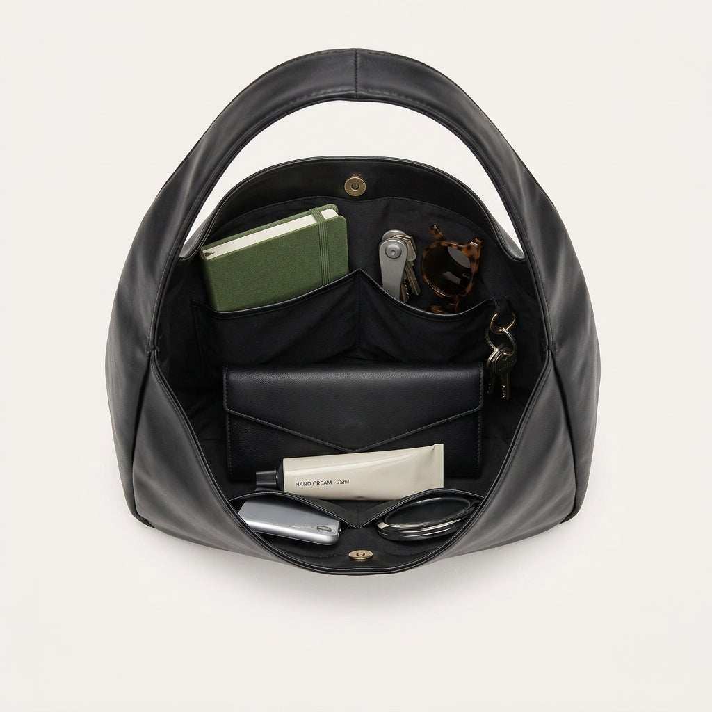 Zoey Shoulder Bag - PU Leather Adjustable Strap Carryall - Plus size model