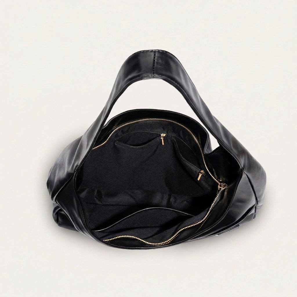Zoey Shoulder Bag - PU Leather Adjustable Strap Carryall - Plus size model