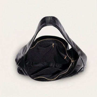 Zoey Shoulder Bag - PU Leather Adjustable Strap Carryall - Plus size model