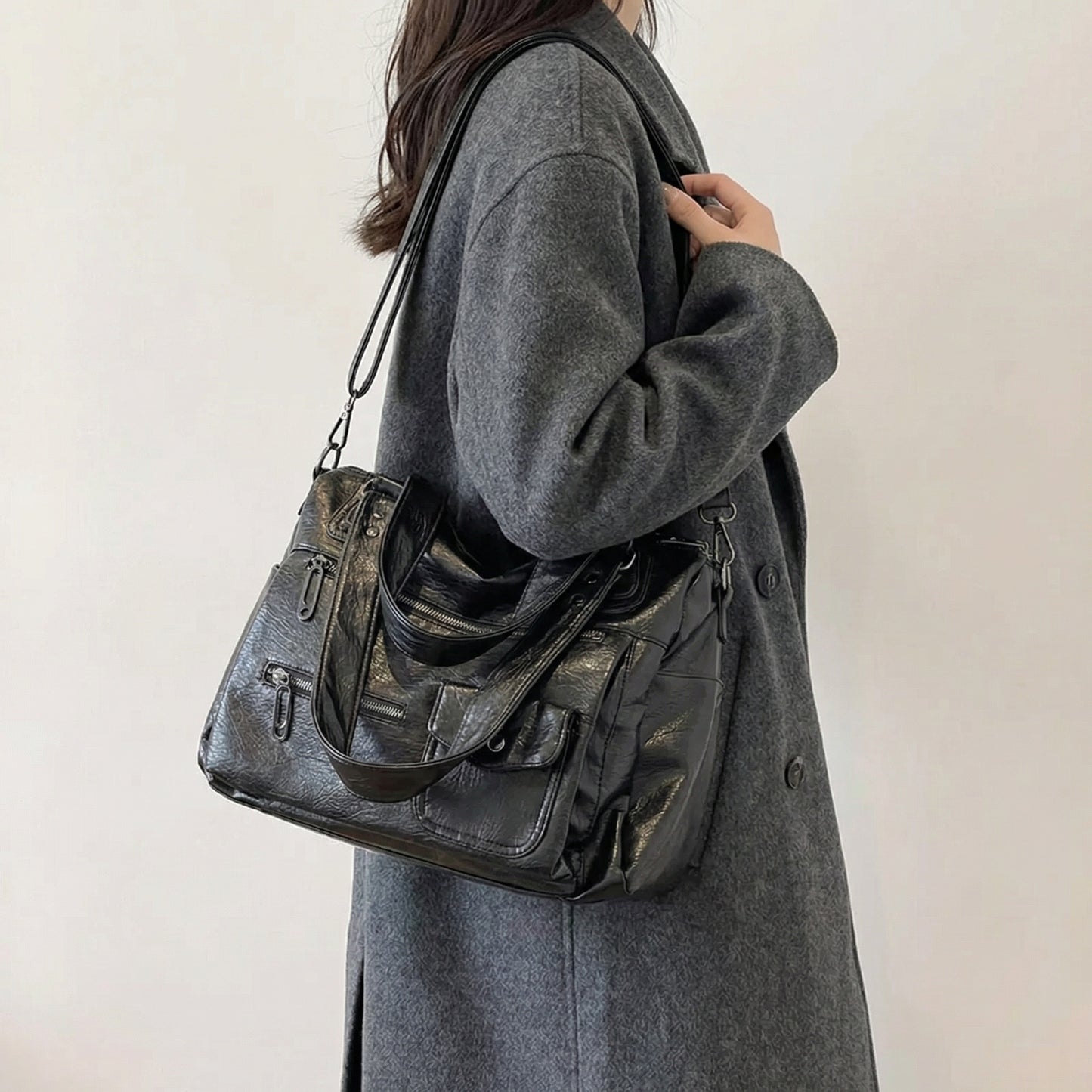 Jade Daily Tote Bag - Canvas Minimalist Shoulder Bag