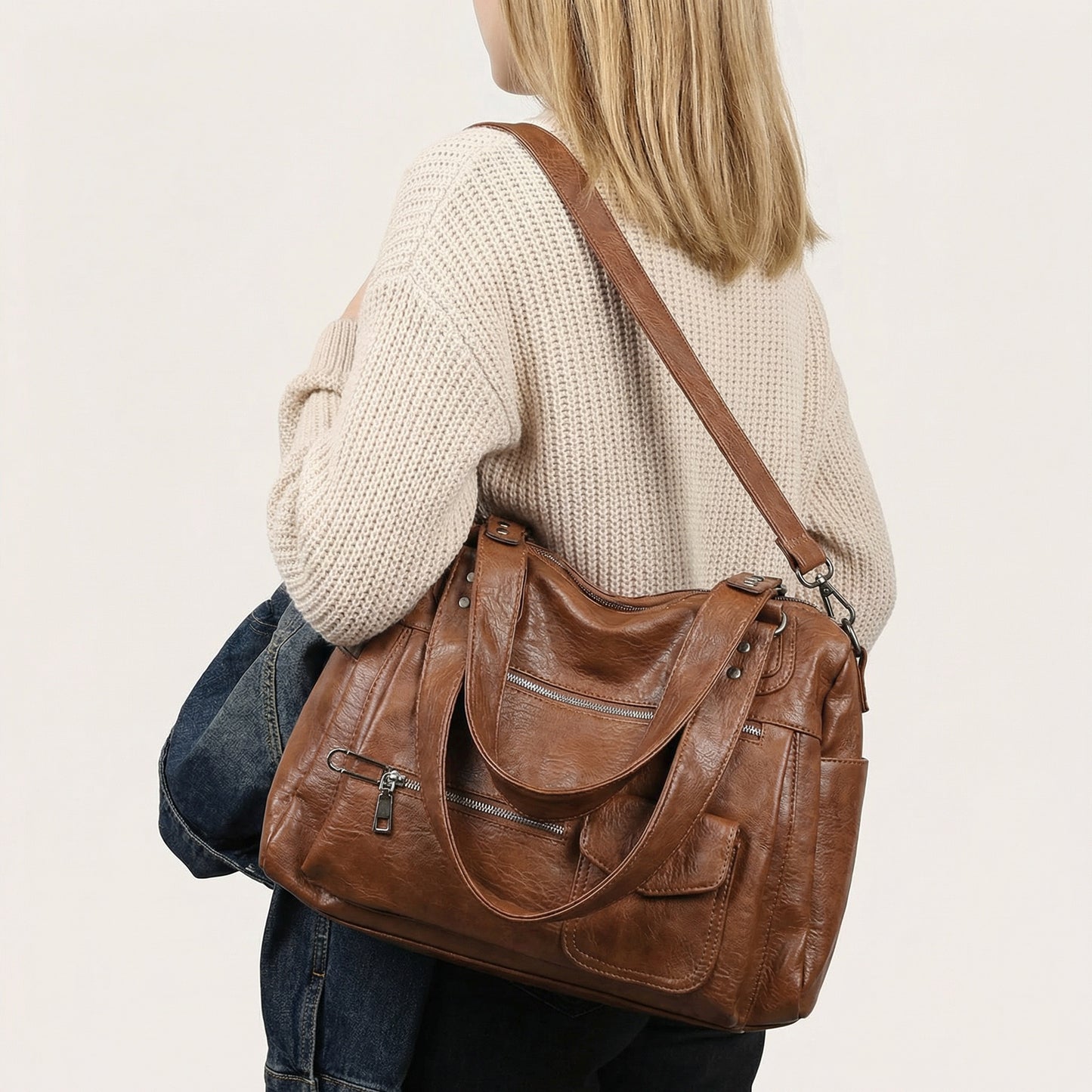 Jade Daily Tote Bag - Canvas Minimalist Shoulder Bag