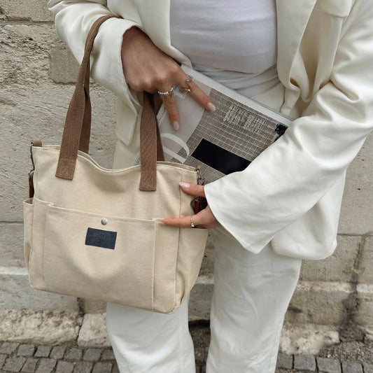 Claire Canvas Tote Bag - Structured Everyday Carry, Fits 15.6" Laptops