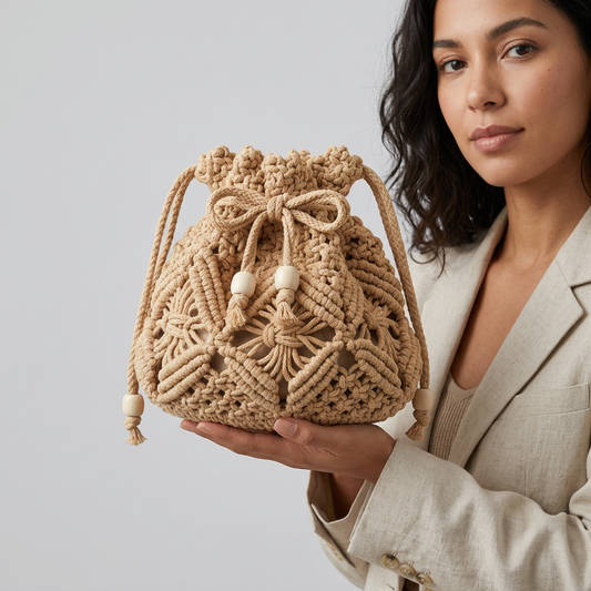 Amy Crochet Bucket Bag - Plus size model