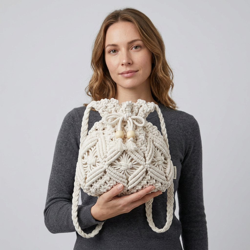Amy Crochet Bucket Bag - Plus size model