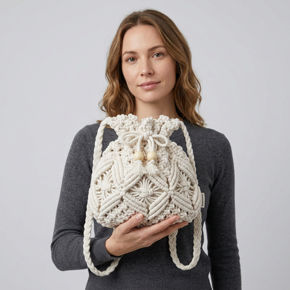 Amy Crochet Bucket Bag - Plus size model