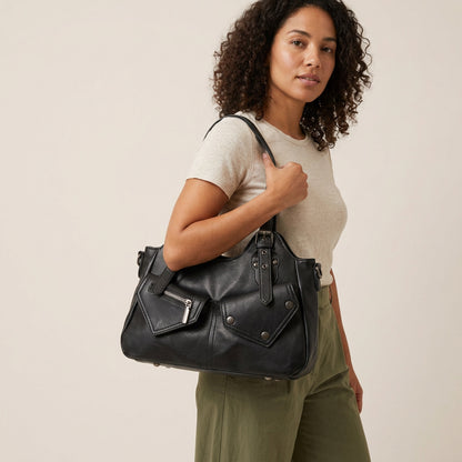 Pippa Shoulder Bag - PU Leather Structured Carry - Plus size model