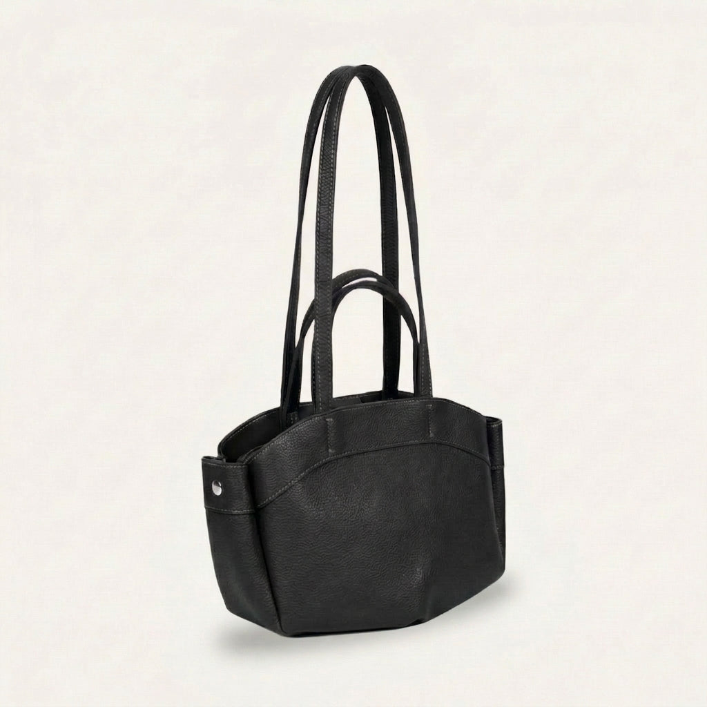 Ellie Tote Bag - Textured PU Leather Multi-Pocket Shoulder Bag - Plus size model