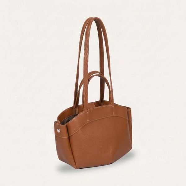 Ellie Tote Bag - Textured PU Leather Multi-Pocket Shoulder Bag - Plus size model